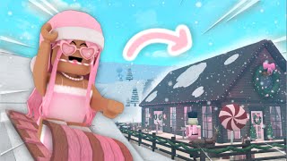 i built a SLEDDING MOUNTAIN in bloxburg with a cute lil cafe [upl. by Omrellug978]