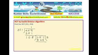 How to find HCF between 351 and 459 by Euclid Division Lemma 2 Methods [upl. by Rosy]