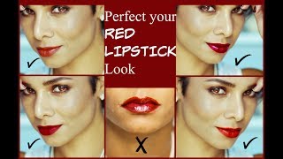 How to wear RED lipstick PERFECT RED LIPS makeup up tutorial [upl. by Annasoh]