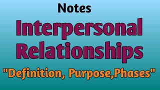 Interpersonal RelationshipsquotDefinition Purposes Phasequot Nursing FoundationGnmBsc [upl. by Arekahs697]