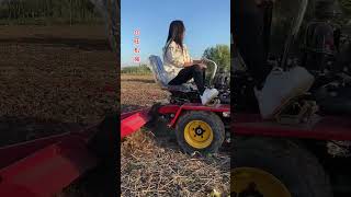 rotary tiller Fourwheel drive small fourwheeler Corn stubble field rotary tillage operation [upl. by Ynnaf]