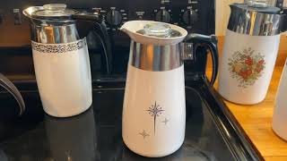 Review 25 1959 Corningware P 108 Starburst Percolator [upl. by Eehtomit]