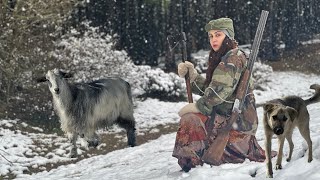 The cooking dish called quotChighirtamaquot with quail on a snowy day [upl. by Ennair378]