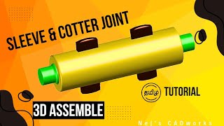 Sleeve amp Cotter Joint Tamil Tutorial  Autocad 3D  ‎NEJCADworks [upl. by Leblanc]