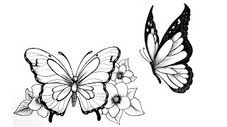 Teaching how to draw an artistic image of butterflies in a few minutes [upl. by Heppman226]