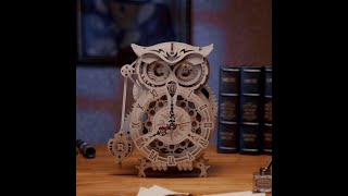 Neu Owl Clock  Eulenuhr  LK503 von Rokr  Mechanisches Holzmodell  MagicHolz [upl. by Morita]