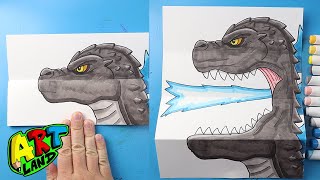 How to Draw Godzilla Minus One Folding Surprise [upl. by Anaimad]