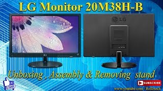 LG Monitor 20M38H UNBOXING  ASSEMBLY REMOVING STAND [upl. by Elexa]