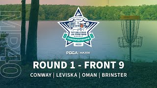 2024 PDGA Tim Selinske US Masters Disc Golf Championships  R1F9  Conway Leviska Oman Brinster [upl. by Enilekcaj]