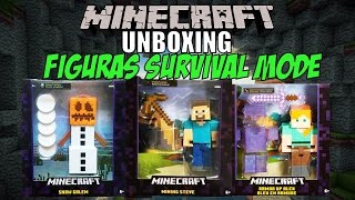 Minecraft Unboxing Figuras de Steve Alex y Golem de Nieve [upl. by Dumas290]