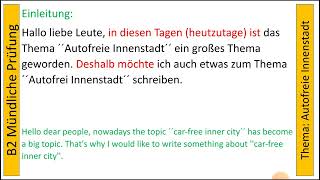 b2 schriftliche Prüfung  Thema Autofreie Innenstadt [upl. by Hedva838]