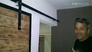 TRILHO CASEIRO PORTA DE CORRER PORTA CELEIRO PALLETS DIY Sliding Barn Door [upl. by Candyce]