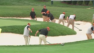 Groundskeepers at Muirfield Village keeping the course in top shape for Memorial Tournament [upl. by Nassi]