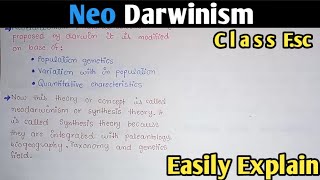 Neo Darwinism The Modern Evolutionary Synthesis  MDCAT 2023  Class 12 Biology [upl. by Lladnew]