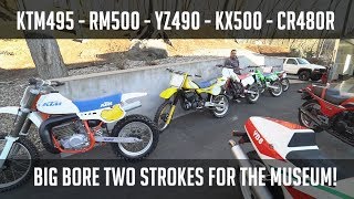 HONDA CR 500 KAWASAKI KX500 KTM 495 YAMAHA 490 SUZUKI RM500 TWO STROKE SHOOTOUT BIKES ARRIVAL [upl. by Rusert466]