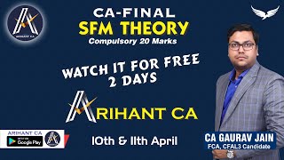 FREE CA FINAL SFM NEW COURSE THEORY Lectures Available For 2 Days [upl. by Nahgeem]