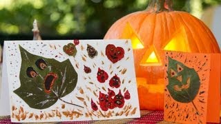 Tarjetas de Halloween con Hojas Naturales [upl. by Adnorhs]