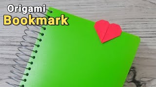 Origami Heart Bookmark  How to make paper bookmark [upl. by Yniatirb]