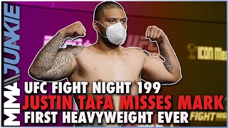 Justin Tafa first heavyweight in UFC history to miss weight  UFCVegas45 [upl. by Latsyk471]