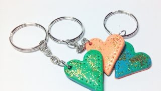 Make Colorful Heart Clay Keychains  DIY Crafts  Guidecentral [upl. by Eeleak]