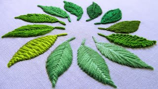 12 Types of Leaves  Easy Leaf Hand Embroidery Stitches [upl. by Aramo]