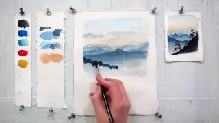 Easy step by step watercolor tutorial Painting The Blue Ridge Mountains [upl. by Alehtse904]