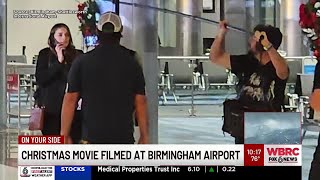 Christmas movie being filmed at Birmingham Airport [upl. by Orazal]