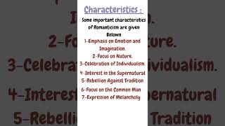 Characteristics Of Romanticism bsenglish english bsenglish [upl. by Chow]