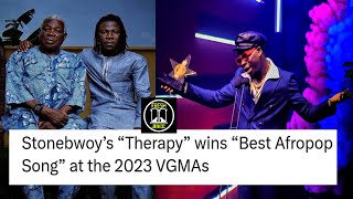 STONEBWOY WINS BEST AFRO POP SONG AT VGMA 2023 AND DEDICATES IT TO HIS DAD [upl. by Erihppas]