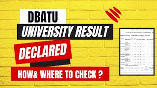 DBATU Winter Semester Exam result declared ✅How to check where to check ✅DBATU result declared [upl. by Shear]