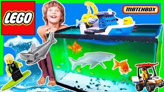 Legos and Shark Ship Rescue REAL FiSH from GiANT SHARK [upl. by Oicneconi]