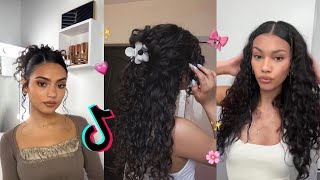 Easy and cute hairstyles for curly hair🎀 ￼ [upl. by Okun]