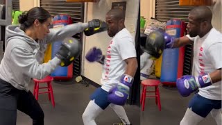 Floyd Mayweather practicing Signature PULL COUNTER Move at 46 Years Old [upl. by Laidlaw]