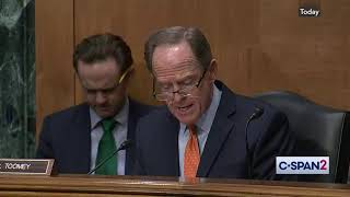 Senator Toomey RPennsylvania during US Senate Banking Committee hearing on February 15 2022 [upl. by Adyht]