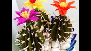 How to make Paper Cactus with Flower Flower  74 [upl. by Shear821]