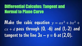 Differential Calculus Tangent and Normal to Plane Curve [upl. by Aubrette273]