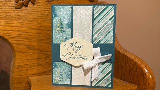 Trevis’ October 1 2024 Stampin’ Up Quick Christmas Card  Sentimental Christmas DSP [upl. by Annas]