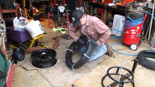 Motorcycle tire mount using the zip tie method No tools required [upl. by Caylor]