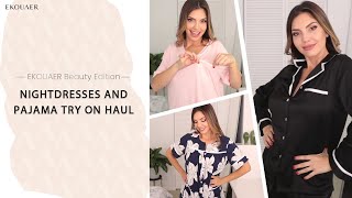 Nightdresses and pajama try on haul  Ekouaer ft Stefania Briella [upl. by China]