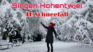 Singen Hohentwiel🇩🇪 Erster Schneefall des Winters in Singen Hohentwiel 4k Walking in the Snow [upl. by Suckram]