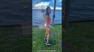 girl rode a skateboard on a sea bridge shortsvideo [upl. by Getter]