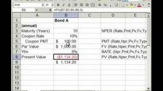 Bond Pricing Valuation Formulas and Functions in Excel [upl. by Yamauchi]