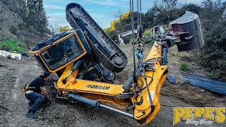 Big Excavator Rolls Over in Beverly Hills [upl. by Shifrah]