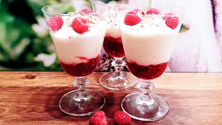 Himbeertraum Dessert im Glas 🍓 In 5 Minuten fertig Wahnsinnig EinfachampLecker [upl. by Llegna]