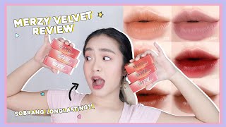 MERZY VELVET TINT ALL SHADES SWATCHES  REVIEW  phonycore 2021 Philippines [upl. by Neelhtakyram]