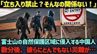 【海外の反応】「日本人は本当ビビリだよな！」富士山の立ち入り禁止区域に侵入した中国人グループ。数分後、彼らに自然の猛威が降りかかる… [upl. by Akinas]