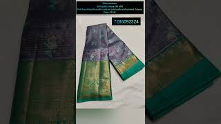 Dharmavaram Semi pattu tissue silk with kanchi borders with contrast print pallu amp contrast blouse [upl. by Countess]