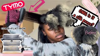 I TIRED THIS TYMO RING STRAIGHTEN COMB ON MY THICK NATURAL HAIR SILK PRESS 🥲 HOW TO [upl. by Dorcea]