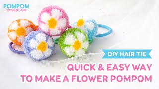 DIY Tutorial  Quick amp Easy Way to Make a Flower Pompom  Hướng dẫn làm cột tóc pompom bông hoa [upl. by Einwahs932]