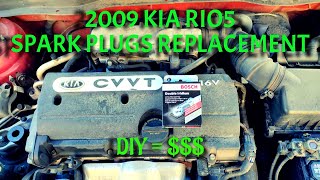 2009 Kia Rio5 Spark Plugs Replacement  TuneUp [upl. by Akeber]